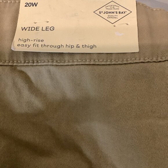 St. John's Bay Womens Pants Size 20W Mariner Wide Leg Heritage Khaki Tan Sailor - Picture 7 of 8